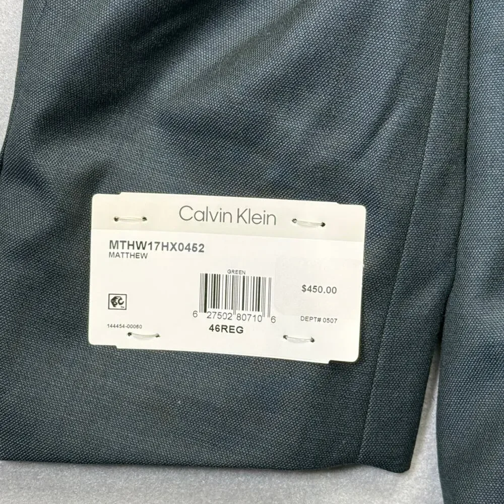 Calvin Klein Men's Slim Fit Wool Blend Suit Jacket Navy 46R $450